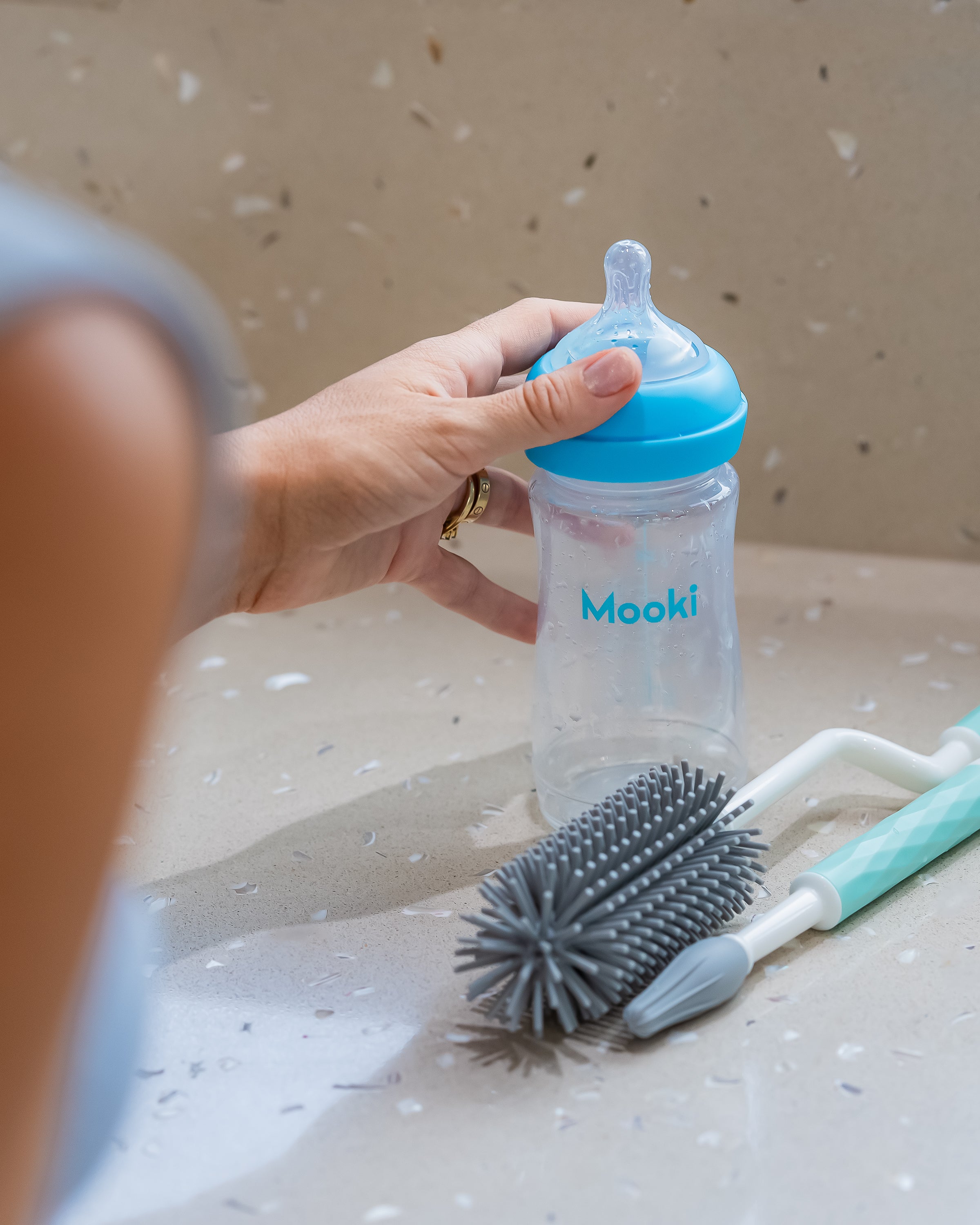 No Mo’ Splash Silicone Twist Handle Bottle Brush Set