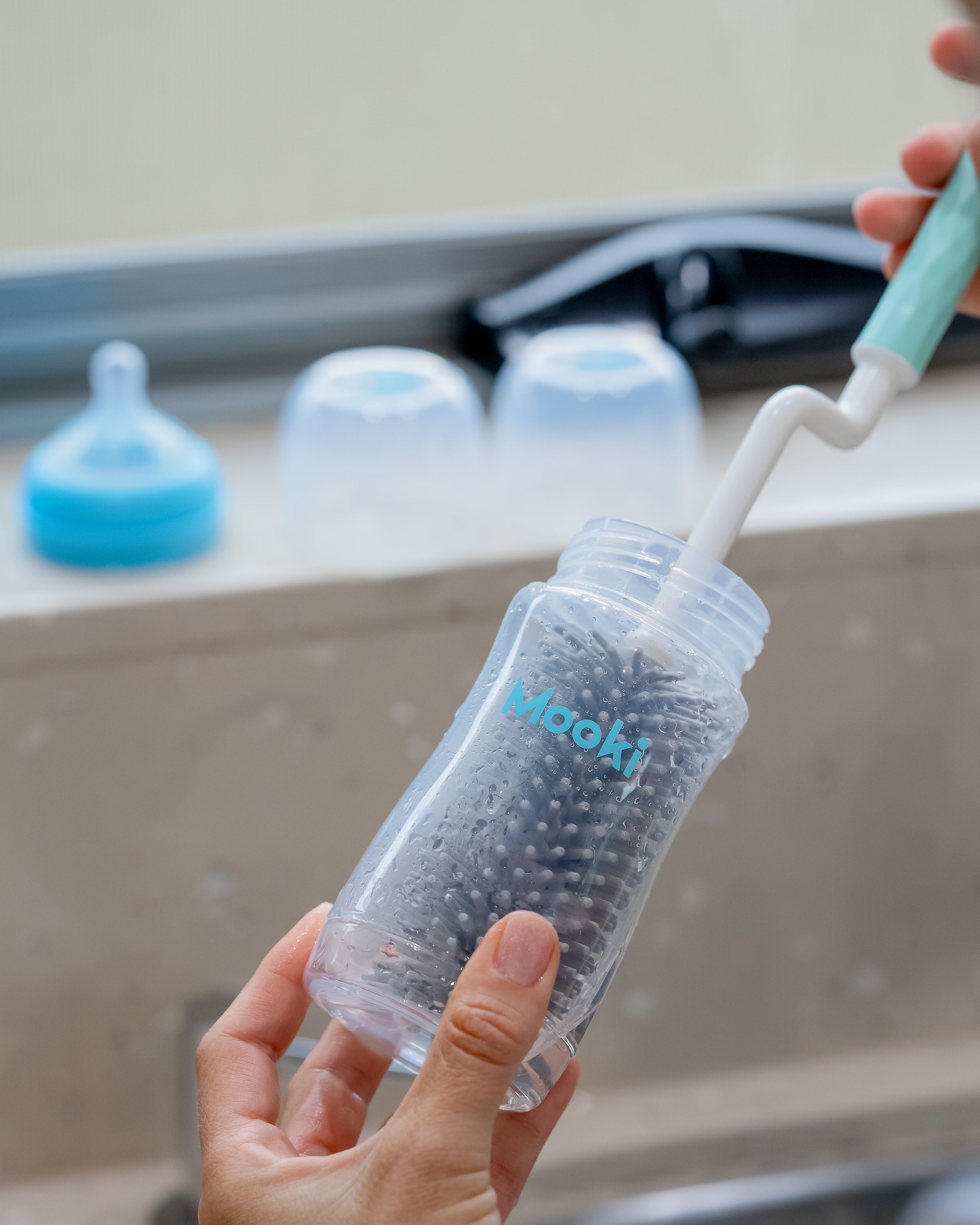 No Mo’ Splash Silicone Twist Handle Bottle Brush Set