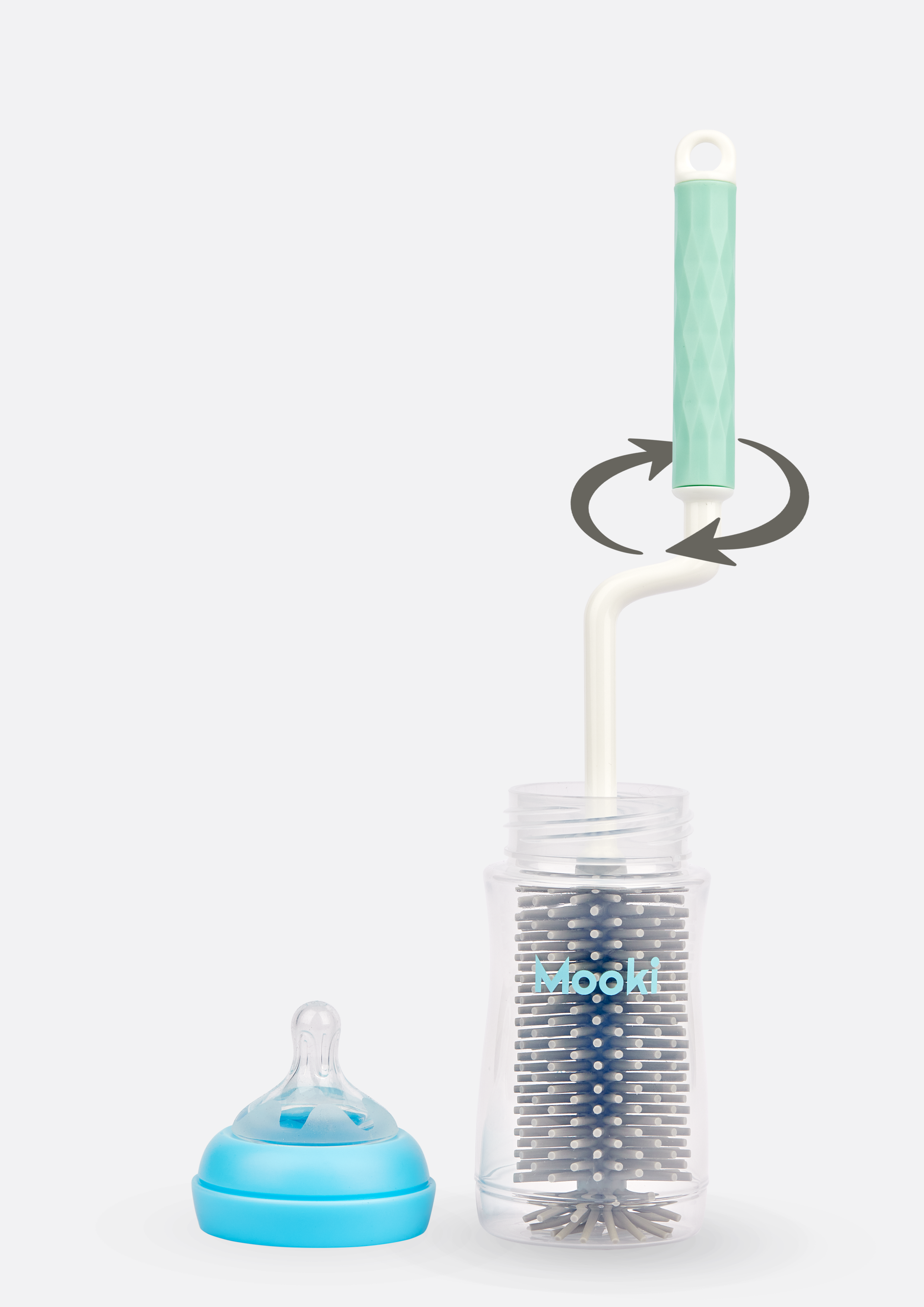 No Mo’ Splash Silicone Twist Handle Bottle Brush Set